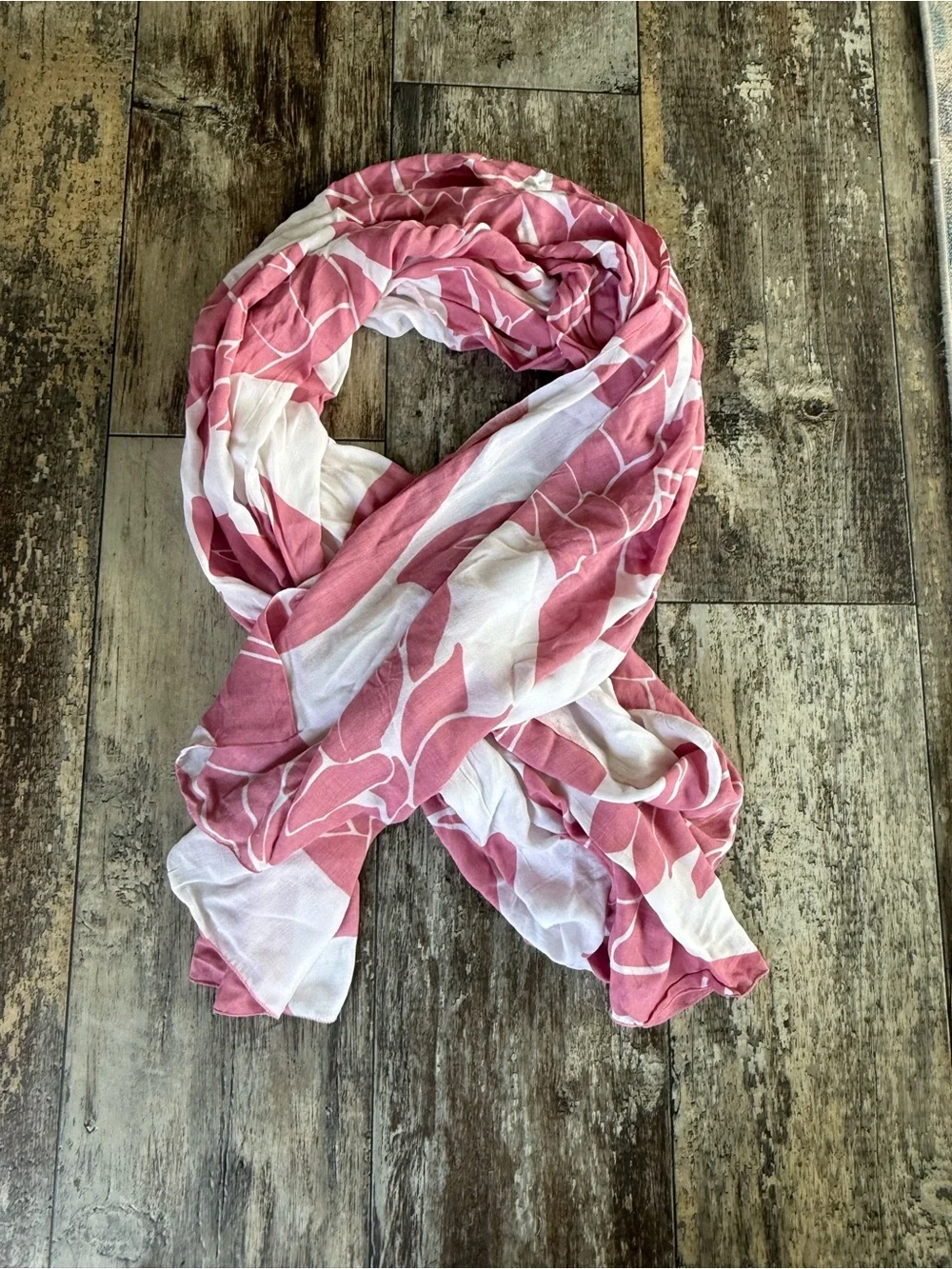 2 for $20 sale: No’eau pink white tropical floral rayon scarf / sarong pareo